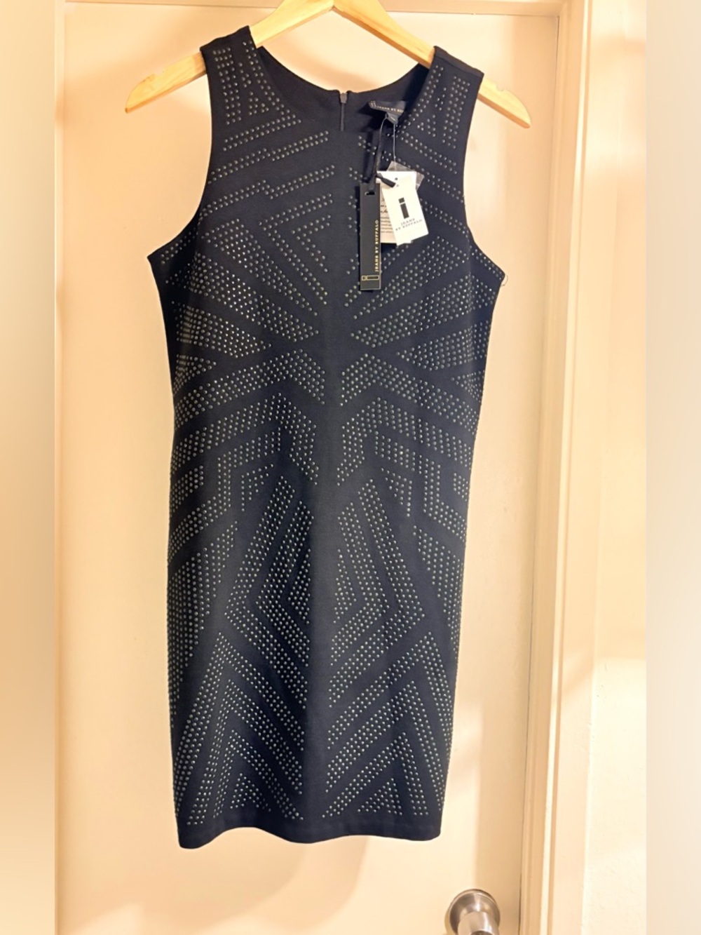 i jeans by Buffalo Black Stud-Pattern Sleeveless Midi Dress